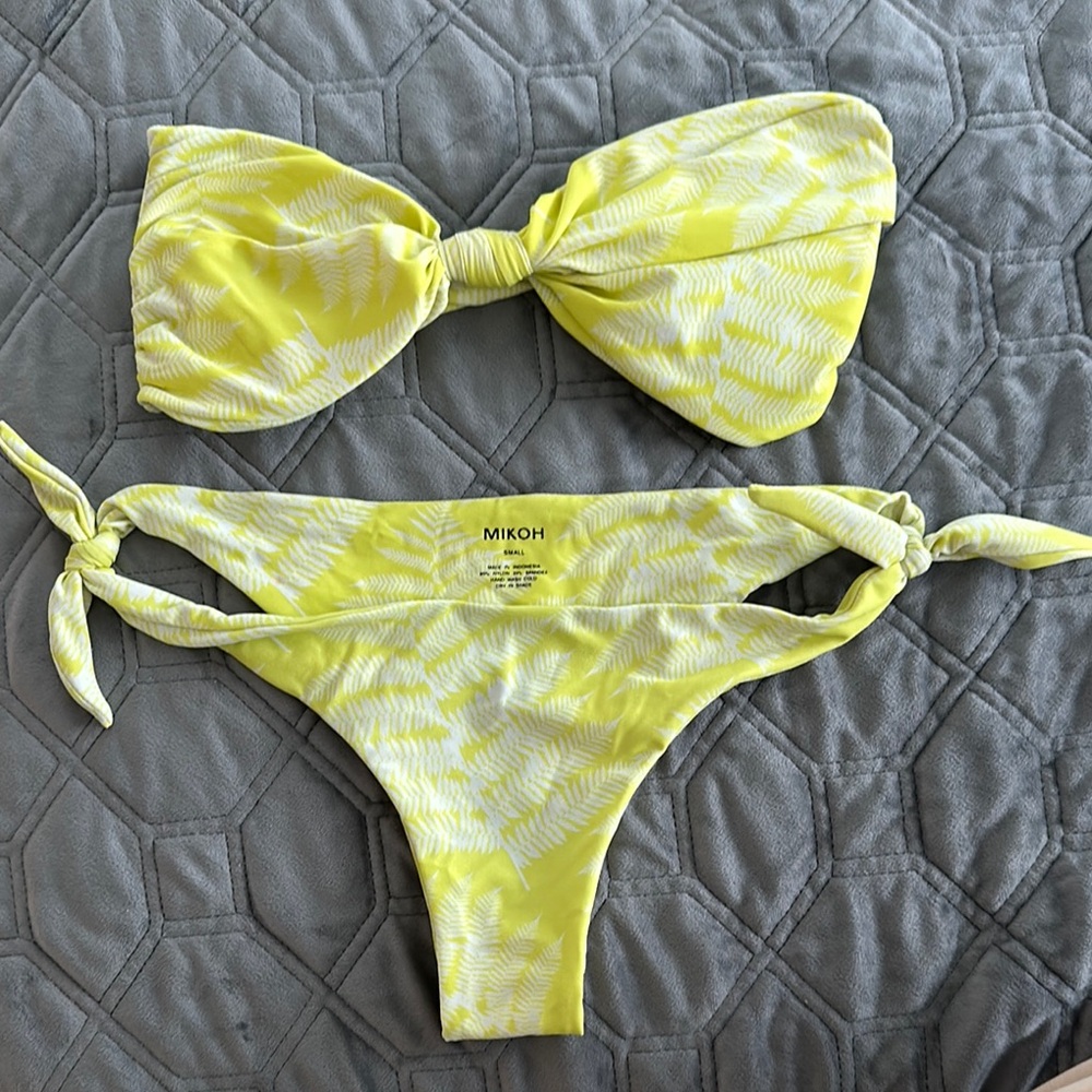 Mikoh Yellow Leaf Print Bikini